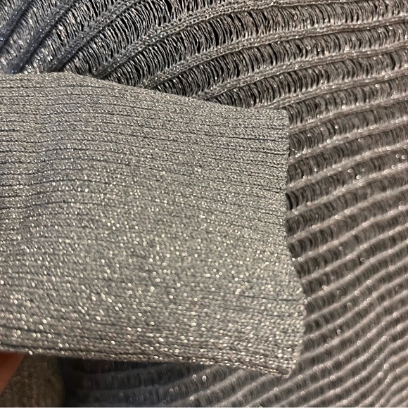 BCBG Max Azria Metallic Sweater Womens M Silver Party Dolman Sheer Retro Disco - Picture 10 of 16